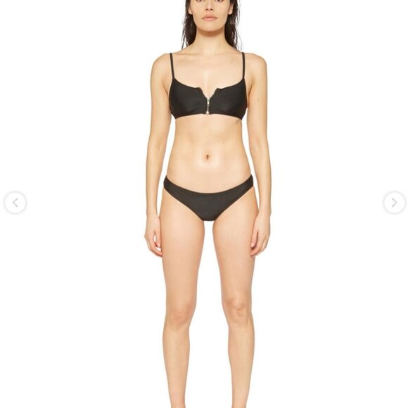 Basic Swim Black Zip Top, Size Small - Picture 2 of 7